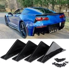 Glossy Rear Bumper Diffuser Shark Fin Spoiler Lip Splitter For Corvette C7 14-19