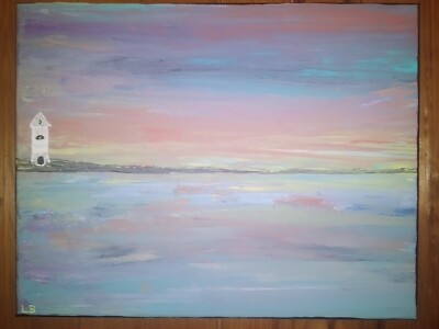 The Lighthouse 11x14'' Stretched Canvas Painting - Decor Signed by Leland Butler