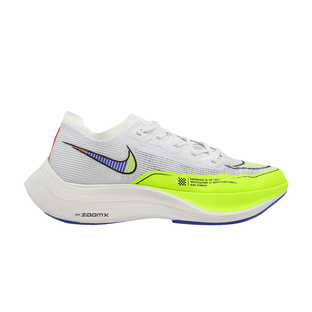 Nike Womens ZoomX Vaporfly NEXT% 2 White Volt Racer Blue Running Shoes CU4123-103