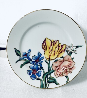 Fitz and Floyd Bariolage des Fluers 6.5 Inch Porcelain Dessert Plate