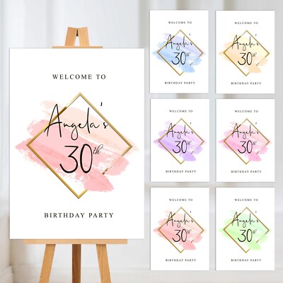 GEBURTSTAG PARTY NAME PERSONALISIERT WILLKOMMEN SCHILD POSTER DISPLAY TAFEL DRUCK