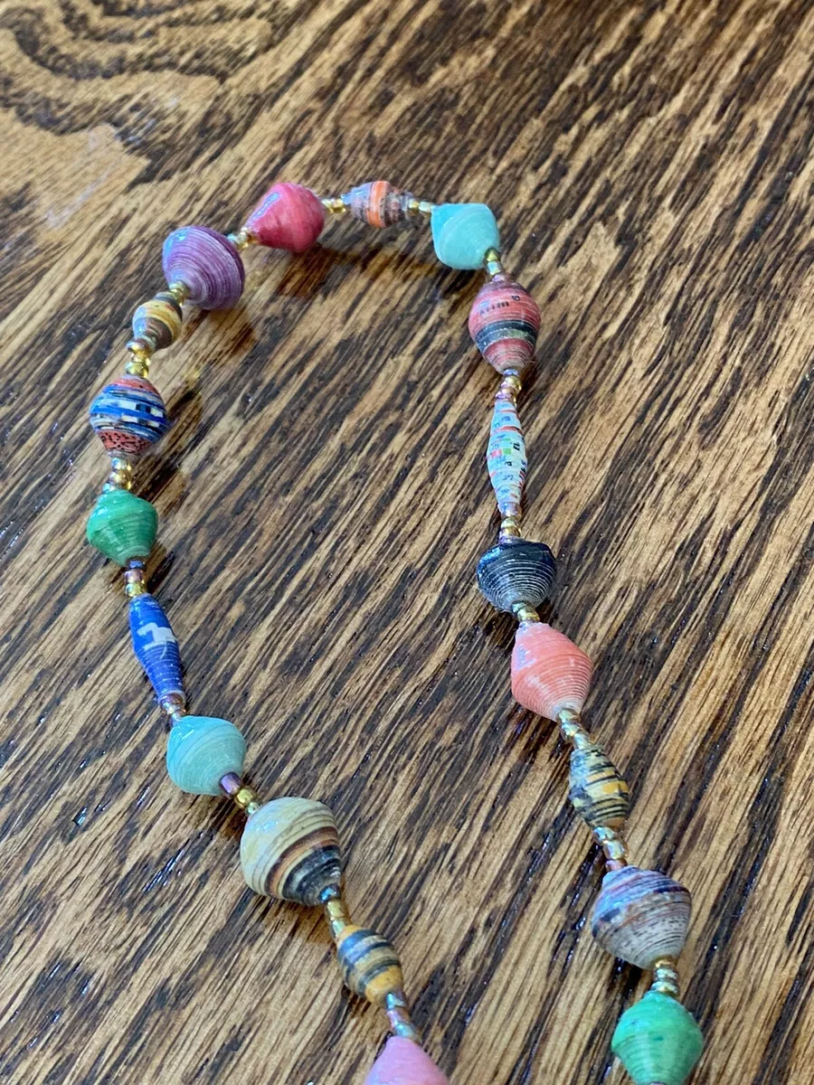 Bead for Life Uganda African Recycled Paper Bead Long Hippie 39