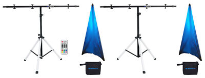 (2) Rockville PARTY STAND LED Sound Activated Lighting Bar Stands+Remote+Scrims