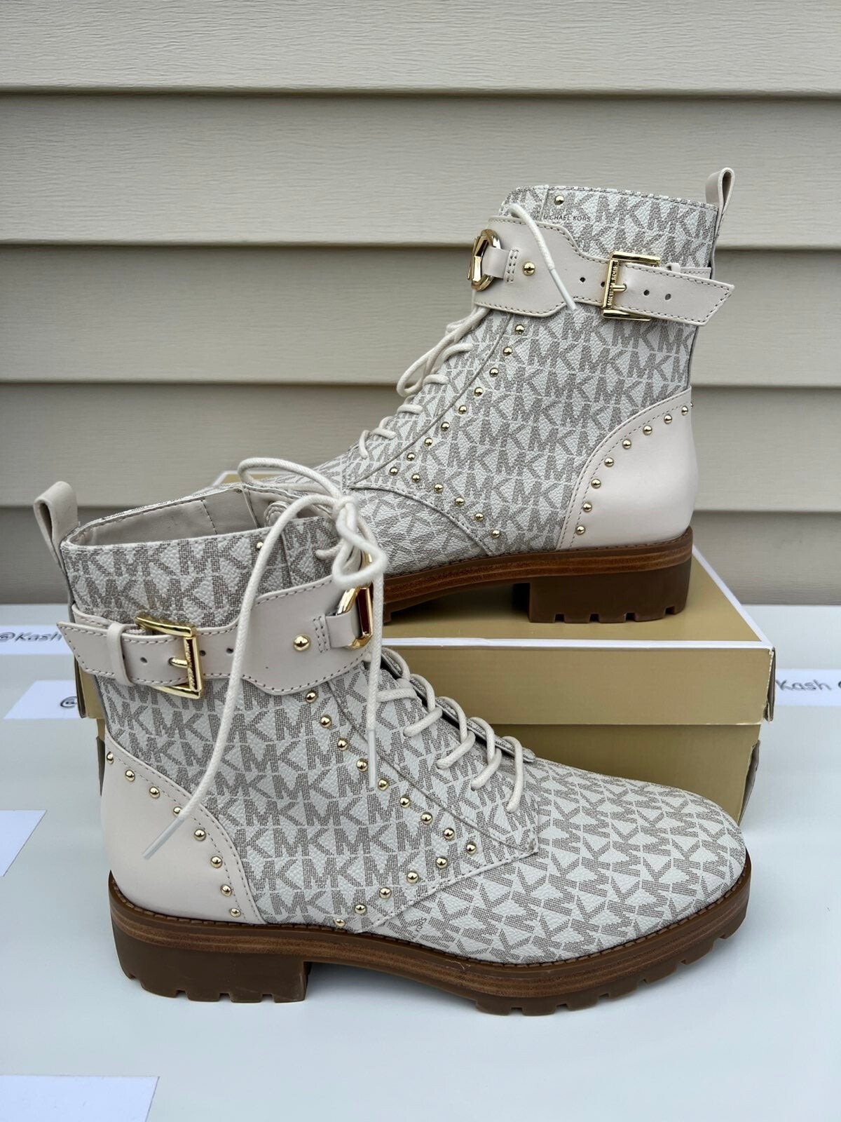 Michael kors boots Kincaid women's Lace up boots Designer Vanilla eBay