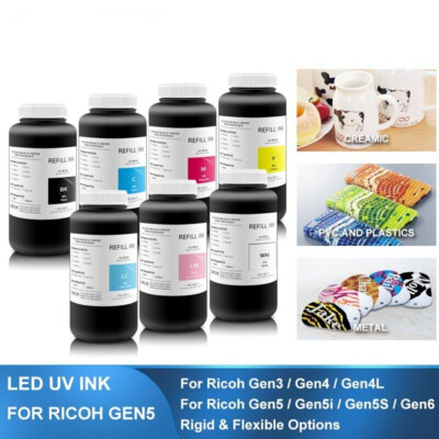 1000MLUV Ink For Ricoh G3 G4 G5 G5i G6 Printhead Rigid & Flexible