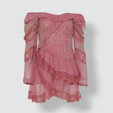 $496 Loveshackfancy Women's Pink Angora Mini Dress Size 8