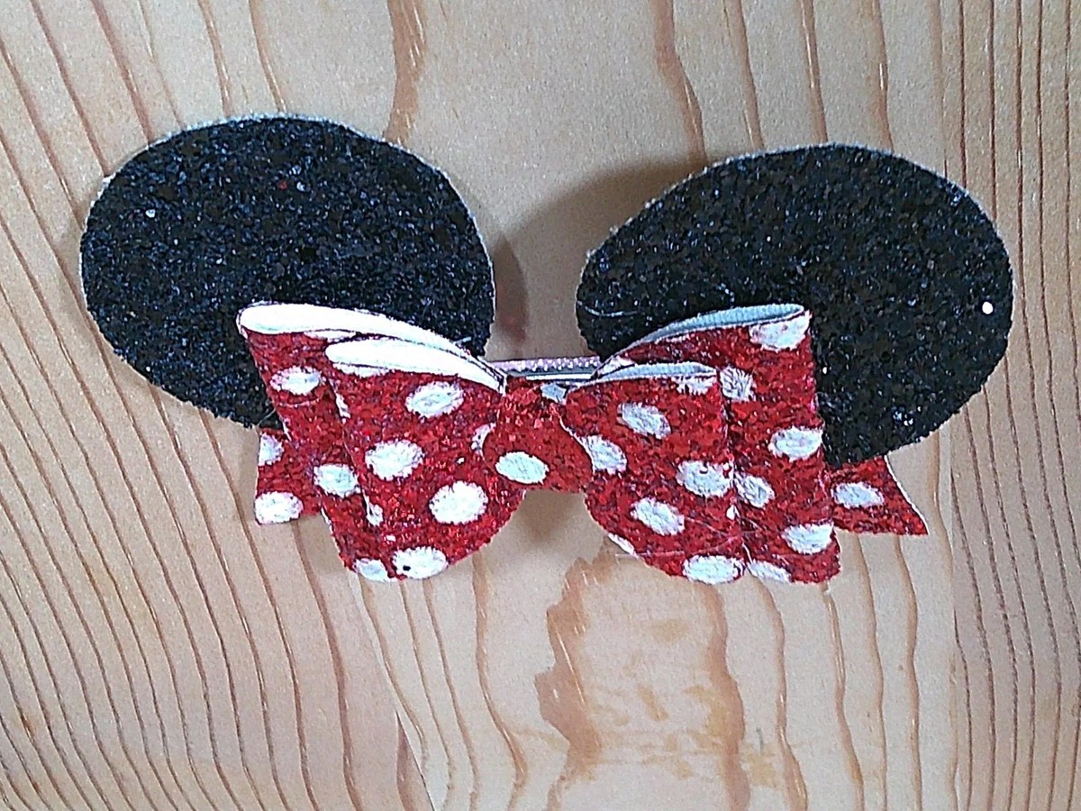 Disney Black Faux Fur Minnie Ear Hair Clips with Red Polka Dot Bows Items (each $10): • ❤️ Classic Minnie headband with red  main image 3
