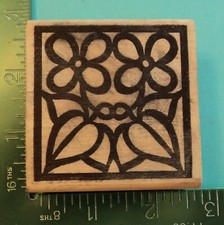 Magenta PAIR OF LONG STEM FLOWERS Rubber Stamp