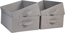 Fabric Storage Bins set of 4 Rectangle Storage Baskets with Handle Foldable C...
