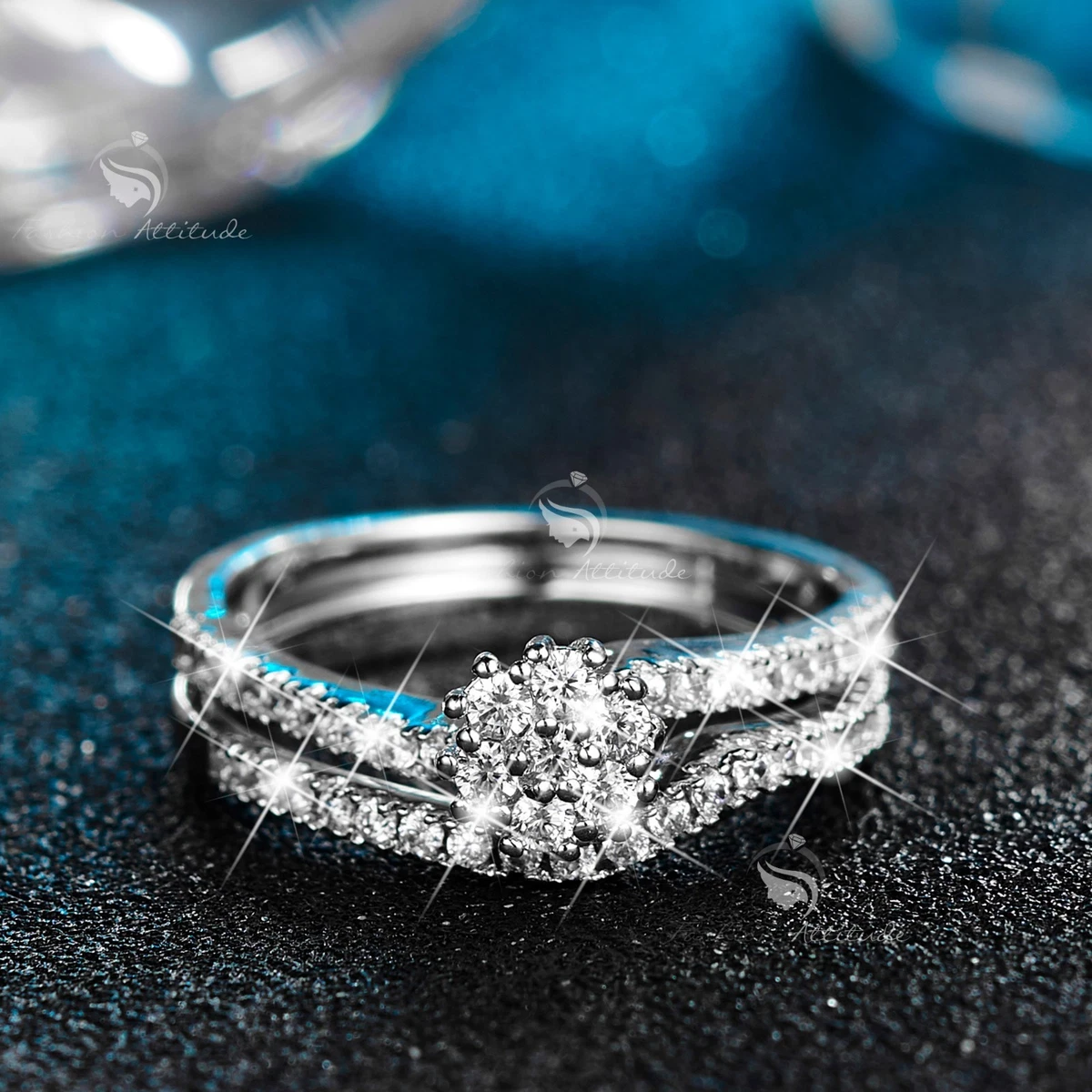 White gold sale simulated diamond rings