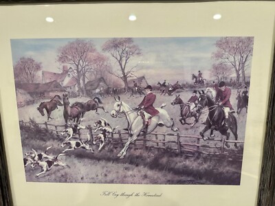 Vintage Full Cry Through the Homestead by George Wright Framed Art