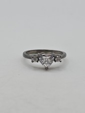 Vintage Sterling Silver 925 Heart CZ Ring Size 7
