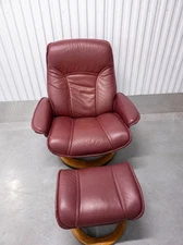Ekornes Stressless Large "Consul" Leather Recliner and Ottoman | Free Ship