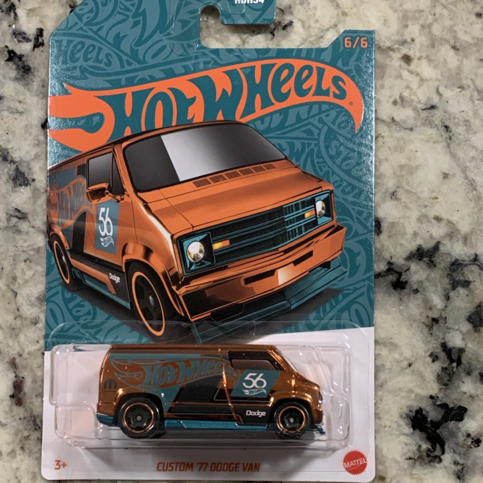 2024 Hot Wheels 56th Anniversary Pearl & Chrome Custom '77 Dodge Van #6/6