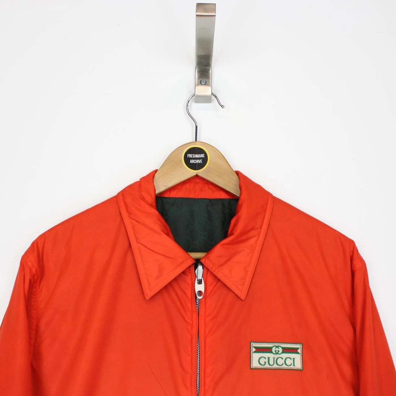 Gucci Green and Orange GG Monogram Reversible Nylon Jacket