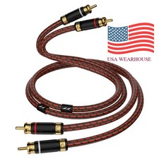 Pair HIFI Audio Stereo OFC Subwoofer Cable RCA Male Plug Gold Plated Connectors