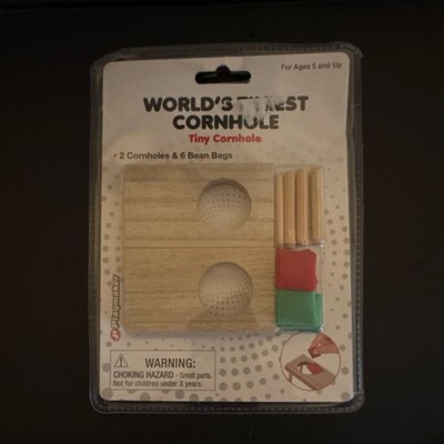 World's Tiniest Cornhole Mini Set - 2 Boards & 6 Bean Bags, Brown/Red/Green