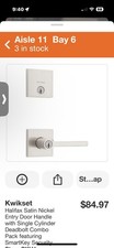 Kwikset Halifax Satin Nickel Door Handle Combo Keyed Entry and Deadbolt Security