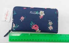 Cath Kidston Navy Floral Purse Wallet Coated Zip Notes Card Coins Brand New