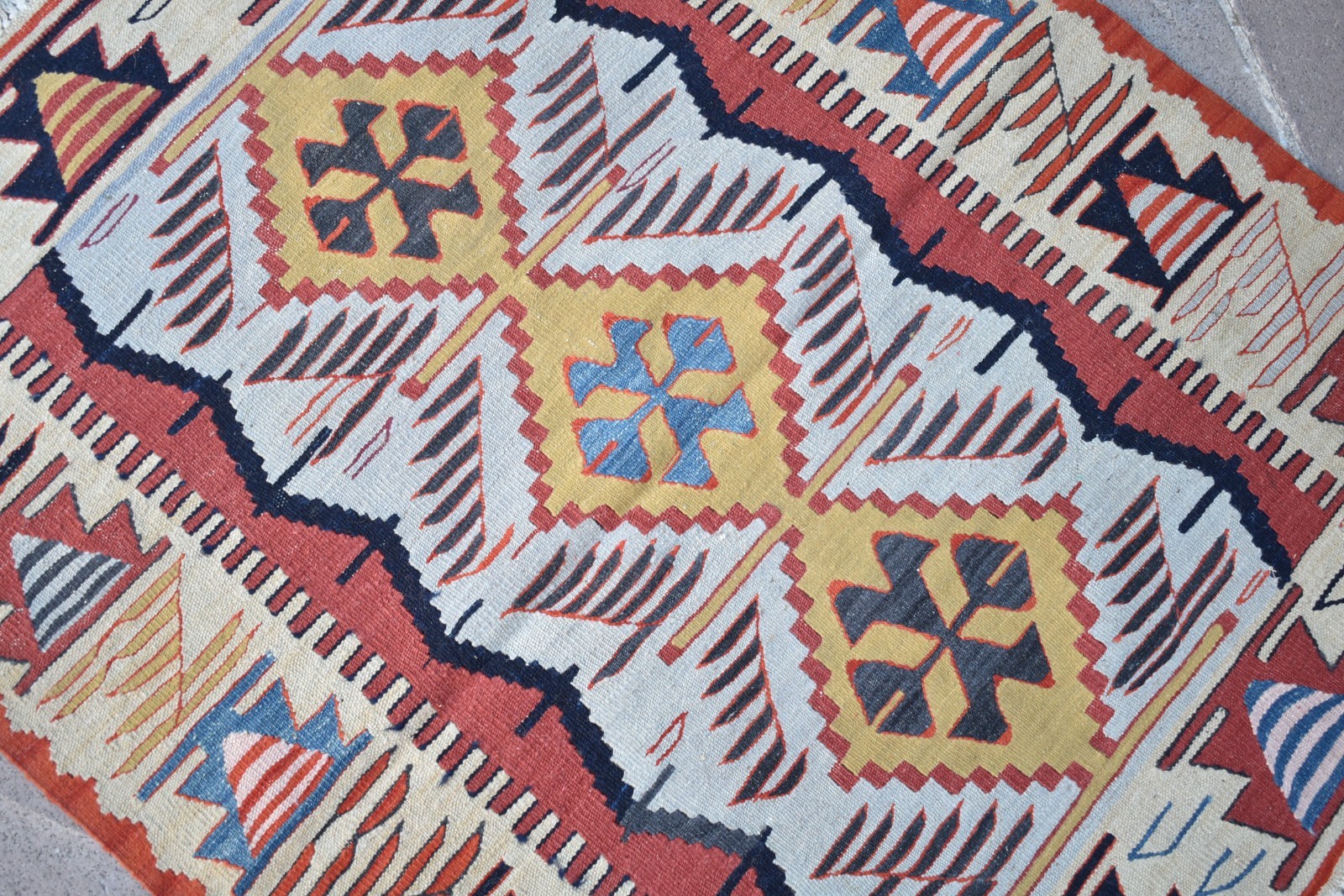 Turkish Rug 37'' x 44'' Vintage Anatolian Oushak Wool Rug Natural Color Wool Rug