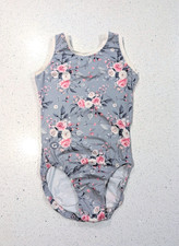 OPEN BACK Gymgear Gym Gear Gymnastics Leotard Teen Medium ROSES  PINK STRIPES