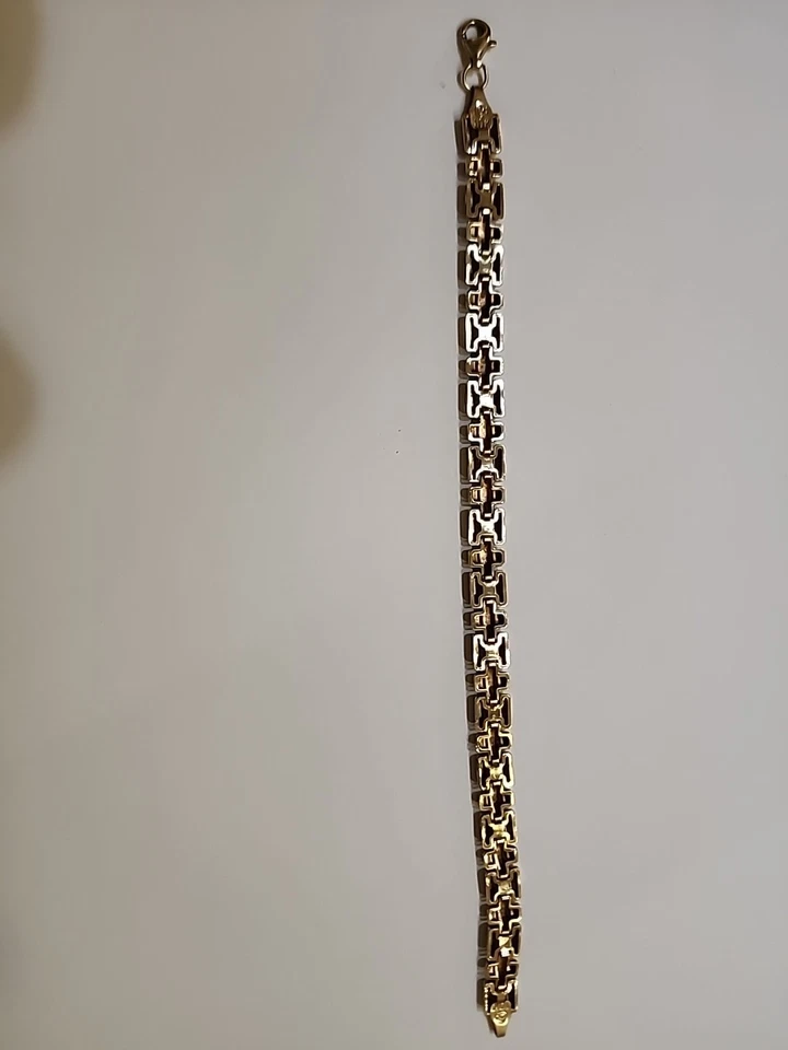 Estate Solid 10k Two-Tone White & Yellow Gold Thick Vintage Chain 4.8G. B-1 - Image 3 of 4