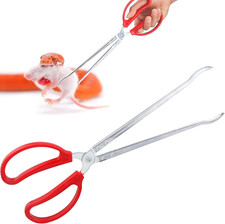 15 Inch Reptile Feeding Tongs, Extra Long Large Snake Feeding Tweezers, Curved o