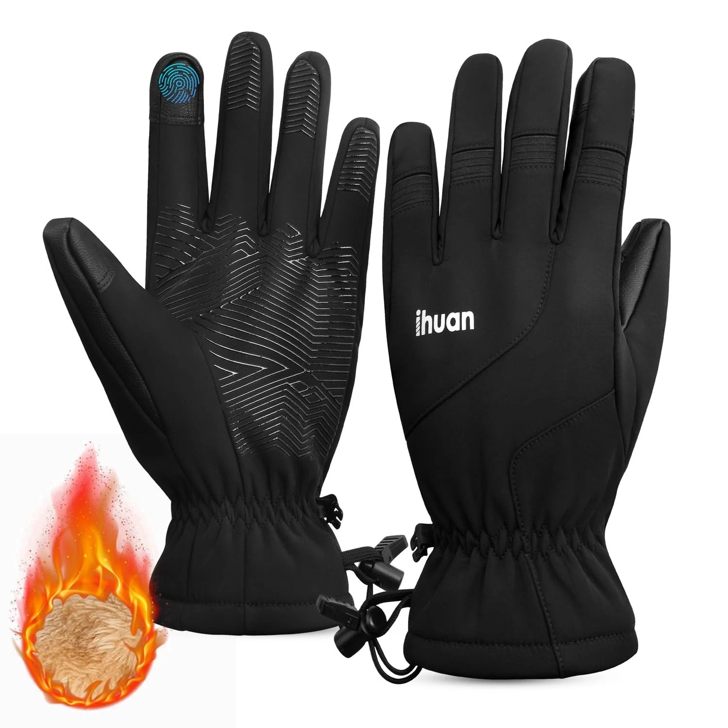 ihuan Kids Winter Waterproof Ski Gloves, Snowboarding 9-10 Years (L), Black