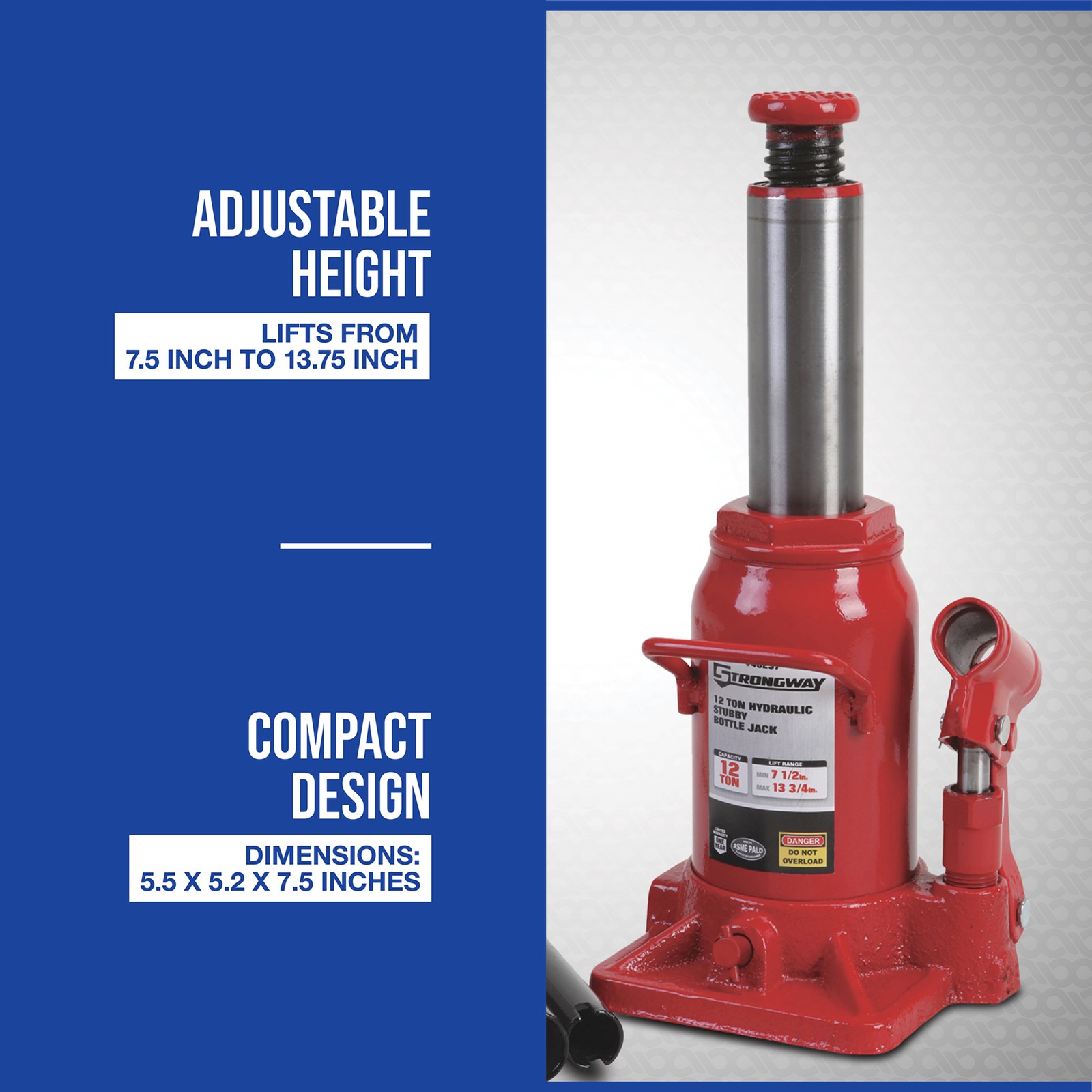 Strongway 12-Ton Low-Profile Hydraulic Bottle Jack