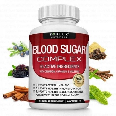 Blood Sugar Complex Supplement - Supports Healthy Blood Sugar Levels 60 Capsules