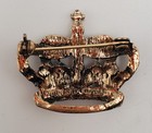 Elegant Royal Crown Brooch Pin Gold Tone Clear AB Rhinestones Faux Pearls — photo 6