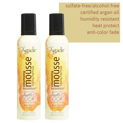 agadir argan oil volumizing styling mousse 8.5oz (pack of 2) - heat protect