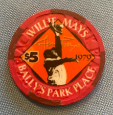 $5 BALLY'S PARK PLACE BASEBALL CASINO POKER CHIP WILLIE MAYS HALL OF FAME!