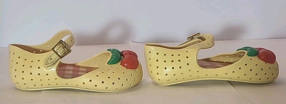 Mini Zapatos Melissa Cereza Talla 8 Niñas Pequeñas Auténticos Amarillo Rojo Foto 4 de 4