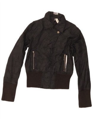 Volcom Damen Bomberjacke UK 8 Small schwarz geometrisches Nylon AC08