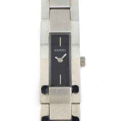Gucci 4600L Rectangular SS Quartz Watch Black Dial