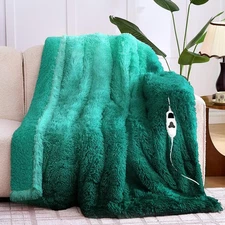 Heated Electric Blanket Throw–Faux Fur with Soft Thick Sherpa,Warm Winter Bir...