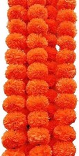 5pcs Marigold Dark Orange Flower 5 ft Garland for Home Festival Decoration