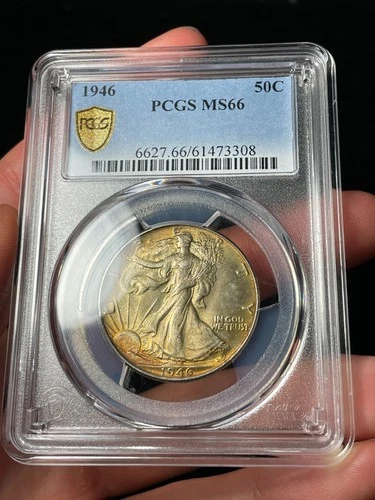 1946 PCGS MS66 Walking Liberty Half Dollar Toned Nice Luster
