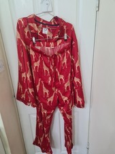 Image of Chelsea Peers Red Satin Giraffe Print Long Pyjamas