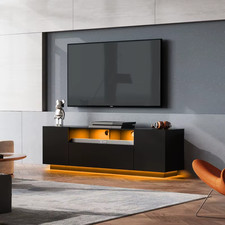 65" TV Stand Entertainment Center LED Storage Cabinet Modern TV Console Black