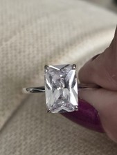925 Sterling Silver Moissanite 5 Carat Engagement Style Ring. Size P. UK Seller