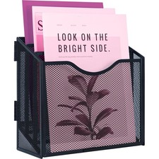 Desk File Organizer, Metal Mesh File Folder Holder Stand with 3 Vertical Comp...