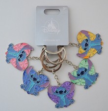Disney Parks Stitch Heart Keychain Set of 5 Bundle NEW