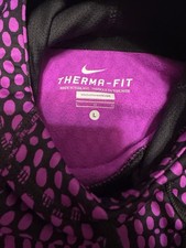 Nike Therma-Fit Polka Dot Fleece Pullover Hoodie Purple Black Women's Size L