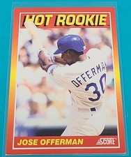 1991 Score Hot Rookies   #10 Jose Offerman Los Angeles Dodgers Baseball Card S5