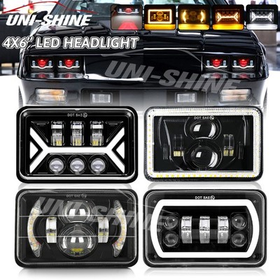 180W Rectangular 4X6'' LED Headlights Approved with Hi/Low Beam DRL DOT Turnlight