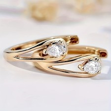 With Heart-Shaped Elegant Golden Toned Best For Women Luxurious Earring Stud US