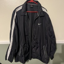 Vintage Nike Windbreaker Jacket Mens XL 2000s Y2K Black White Track Full Zip