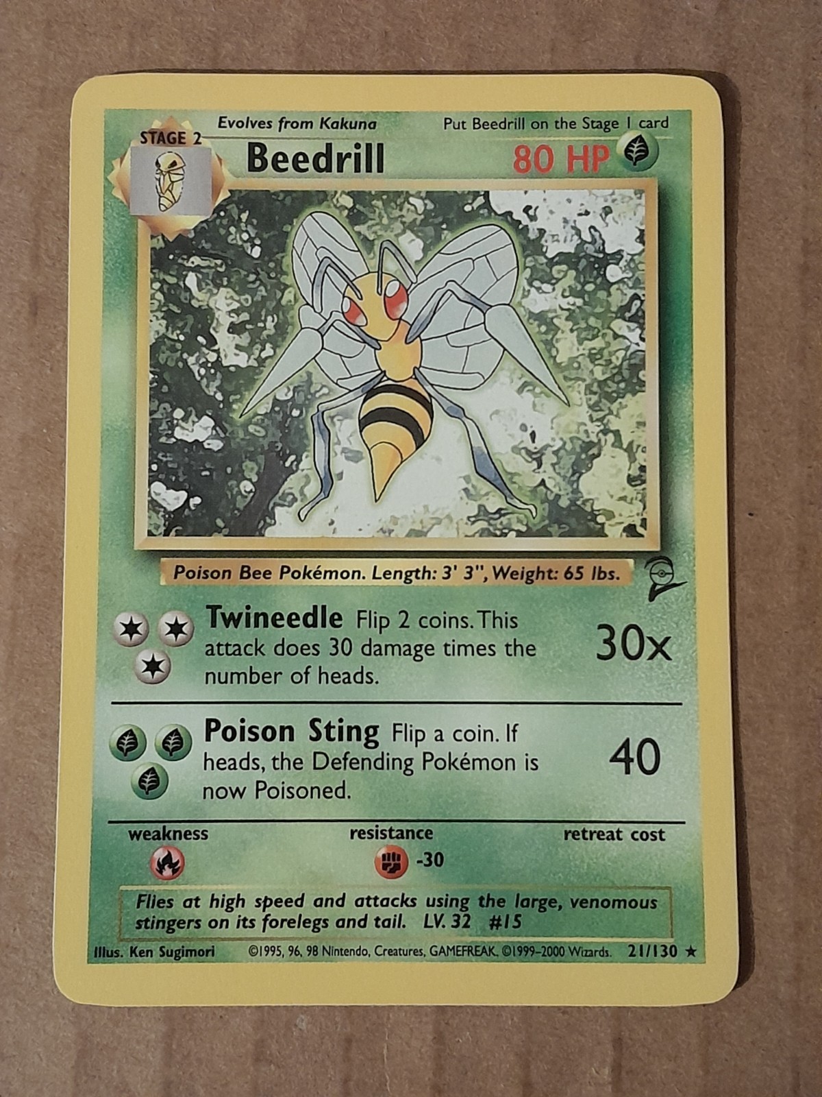 Pokemon Beedrill 21/130 Base Set 2 Rare LP-NM See Pictures
